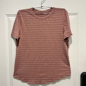 lululemon athletica burnt heather orange Striped Short Sleeve Tee, no tag